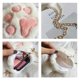 Bear Paw Plush Shoulder Bag Kids Coin Purse Crossbody Bag