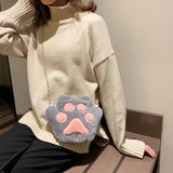 Bear Paw Plush Shoulder Bag Kids Coin Purse Crossbody Bag