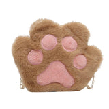 Bear Paw Plush Shoulder Bag Kids Coin Purse Crossbody Bag