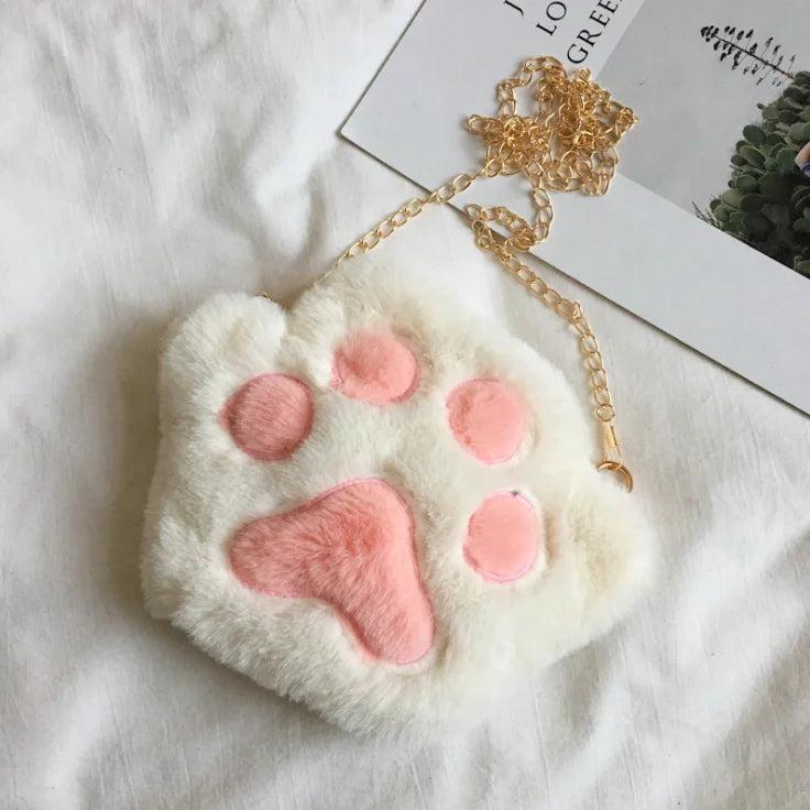 Bear Paw Plush Shoulder Bag Kids Coin Purse Crossbody Bag