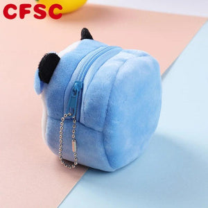 Cartoon Animal Boys Plush Coin Purse Zipper Coin Bags - Mini Handbag Gift