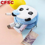 Cartoon Animal Boys Plush Coin Purse Zipper Coin Bags - Mini Handbag Gift