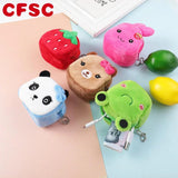 Cartoon Animal Boys Plush Coin Purse Zipper Coin Bags - Mini Handbag Gift