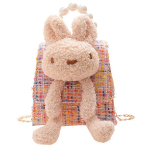 Girls Woolen Bunny Chain Shoulder Bag Messenger Bag