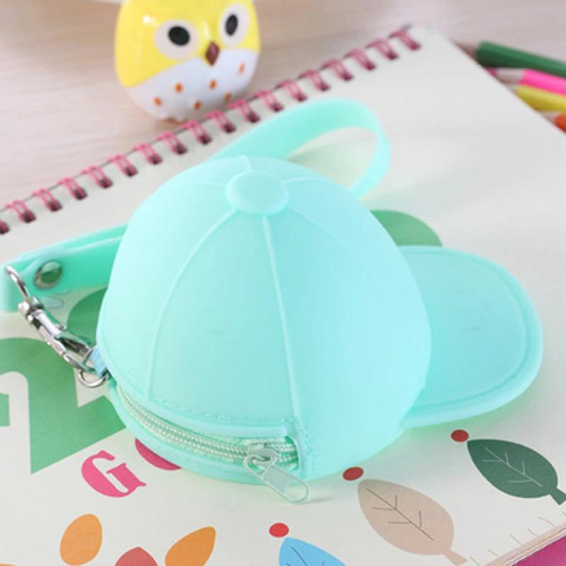 Cute Coin Purse Cartoon Candy Baseball Cap Coin Case Mini Key Case Silicone Sma