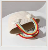 Rainbow Shoulder Bag Straw Women Top-handle Bag Woven Beach Hand Bag Tote