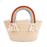 Rainbow Shoulder Bag Straw Women Top-handle Bag Woven Beach Hand Bag Tote