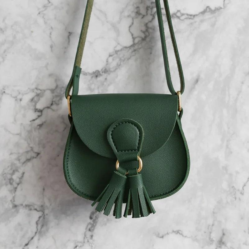 Girls Tassel Shoulder Bag Kids PU Leather Waist Bag