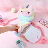 Unicorn Plush Shoulder Bag for Girls with Zipper Magnetic Buckle