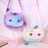 Unicorn Plush Shoulder Bag for Girls with Zipper Magnetic Buckle