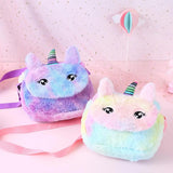 Unicorn Plush Shoulder Bag for Girls with Zipper Magnetic Buckle