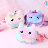 Unicorn Plush Shoulder Bag for Girls with Zipper Magnetic Buckle