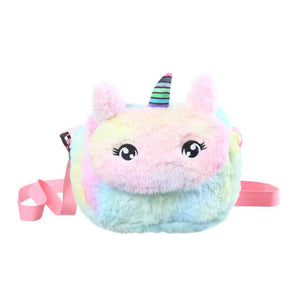 Unicorn Plush Shoulder Bag for Girls with Zipper Magnetic Buckle