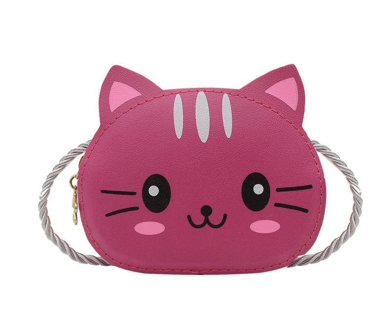 Cat Kids Mini Handbag Girls PU Leather Small Shoulder Crossbody Bag