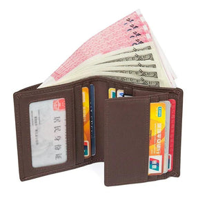 Cowhide Short Vertical Wallet with Card Slot