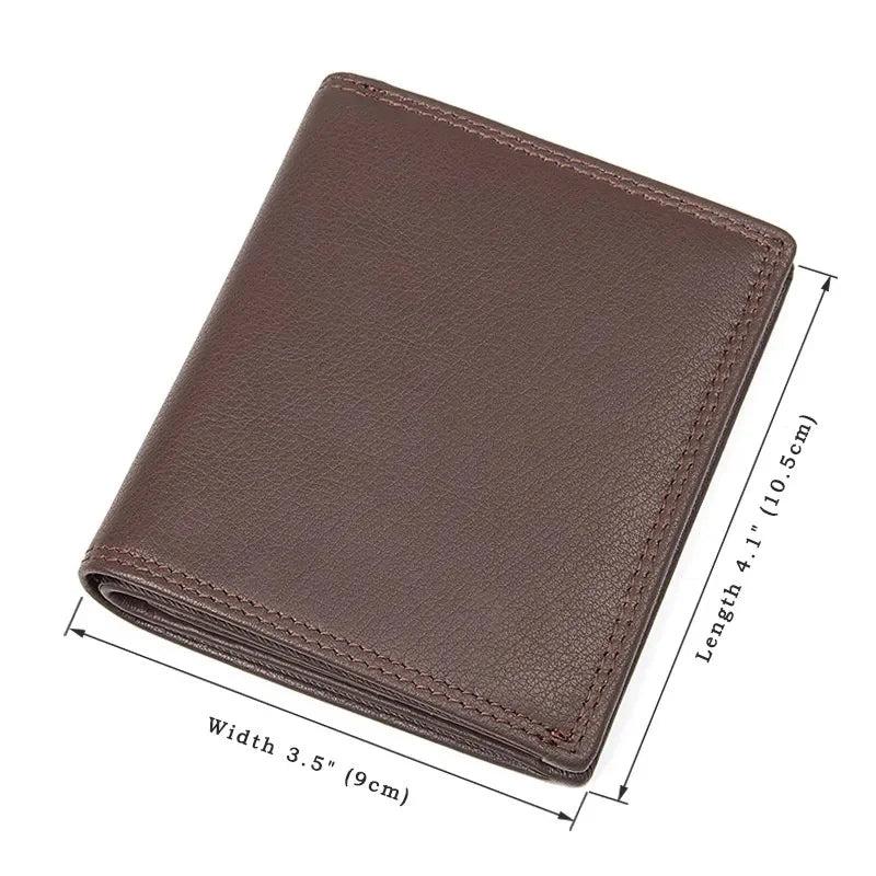 Cowhide Short Vertical Wallet with Card Slot