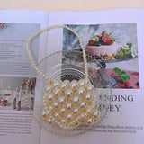 Kids Mini Purse Little Girls Pearl Tote Handbag Woven Toddler Coin Pouch