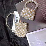 Kids Mini Purse Little Girls Pearl Tote Handbag Woven Toddler Coin Pouch