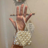 Kids Mini Purse Little Girls Pearl Tote Handbag Woven Toddler Coin Pouch