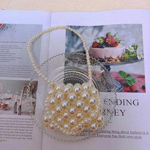 Kids Mini Purse Little Girls Pearl Tote Handbag Woven Toddler Coin Pouch