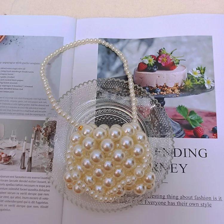 Kids Mini Purse Little Girls Pearl Tote Handbag Woven Toddler Coin Pouch