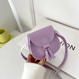 Girls Tassel Small Shoulder Bag Kids Sweet PU Leather Waist Bag