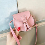 Girls Tassel Small Shoulder Bag Kids Sweet PU Leather Waist Bag