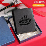 Men's Leather Wallet Boat Pattern Man Wallet Card Holder Male Ourse