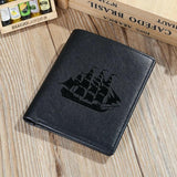 Men's Leather Wallet Boat Pattern Man Wallet Card Holder Male Ourse