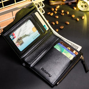 Men's Pu Leather Wallet Anti RFID Short Wallet