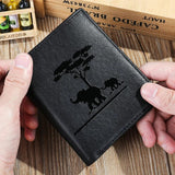 Elephant Imprint Men's Leather Short Wallet