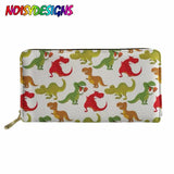 Dino Print Zipper Purse for Women - Leather Passport Cover