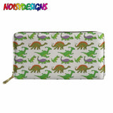 Dino Print Zipper Purse for Women - Leather Passport Cover