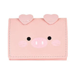 Cartoon Pig Small Wallet Female Short Soft Leather Student Three Fold