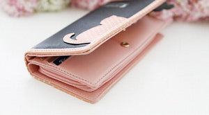 Cartoon Cat Long Wallet Zipper Girls Purse Card Holder