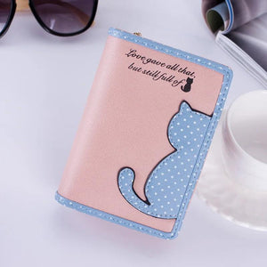 Cartoon Cat Long Wallet Zipper Girls Purse Card Holder