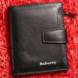 Men's Zipper Wallet Card Holder Short Purse Leather