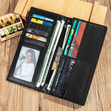 Men's Long Cow Leather Wallet Gift Card Holder