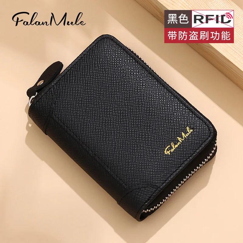 Leather Card Holder Anti Degaussing Compact Large Capacity Card Bag