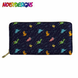 Dinosaurs In Space Wallet for Credit Cards PU Leather Purse Organizer