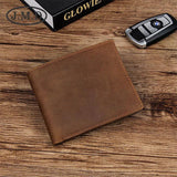 Men's Cowhide Wallet with Crazy Horse Skin Short US Dollar Clip