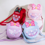 Girl Luckly Wallet Small Shoulder Bag Round Bowtie Sequins Cross Body Messengers