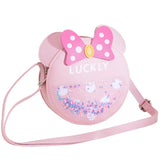 Girl Luckly Wallet Small Shoulder Bag Round Bowtie Sequins Cross Body Messengers