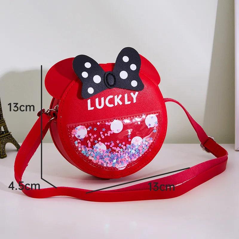 Girl Luckly Wallet Small Shoulder Bag Round Bowtie Sequins Cross Body Messengers