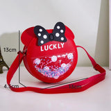 Girl Luckly Wallet Small Shoulder Bag Round Bowtie Sequins Cross Body Messengers