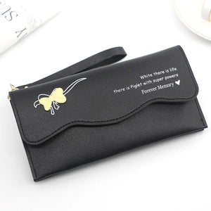 Women's Long Bow Solid Handbag Leisure Wallet Card Bag