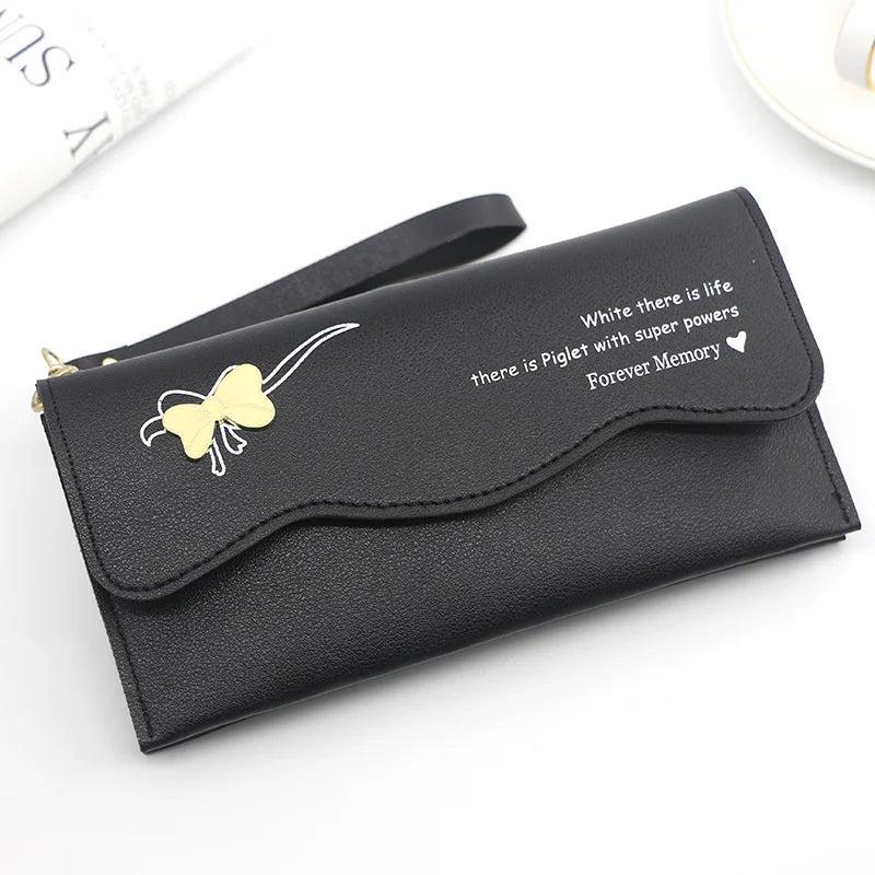 Women's Long Bow Solid Handbag Leisure Wallet Card Bag