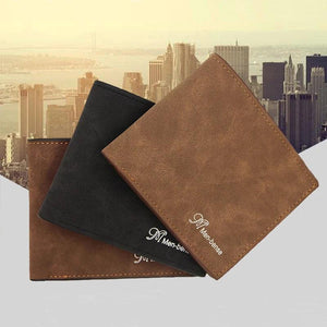 Men's Slim Wallet PU Leather Money Clip Card Holder Coin Pocket Brown