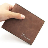 Men's Slim Wallet PU Leather Money Clip Card Holder Coin Pocket Brown