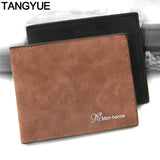Men's Slim Wallet PU Leather Money Clip Card Holder Coin Pocket Brown